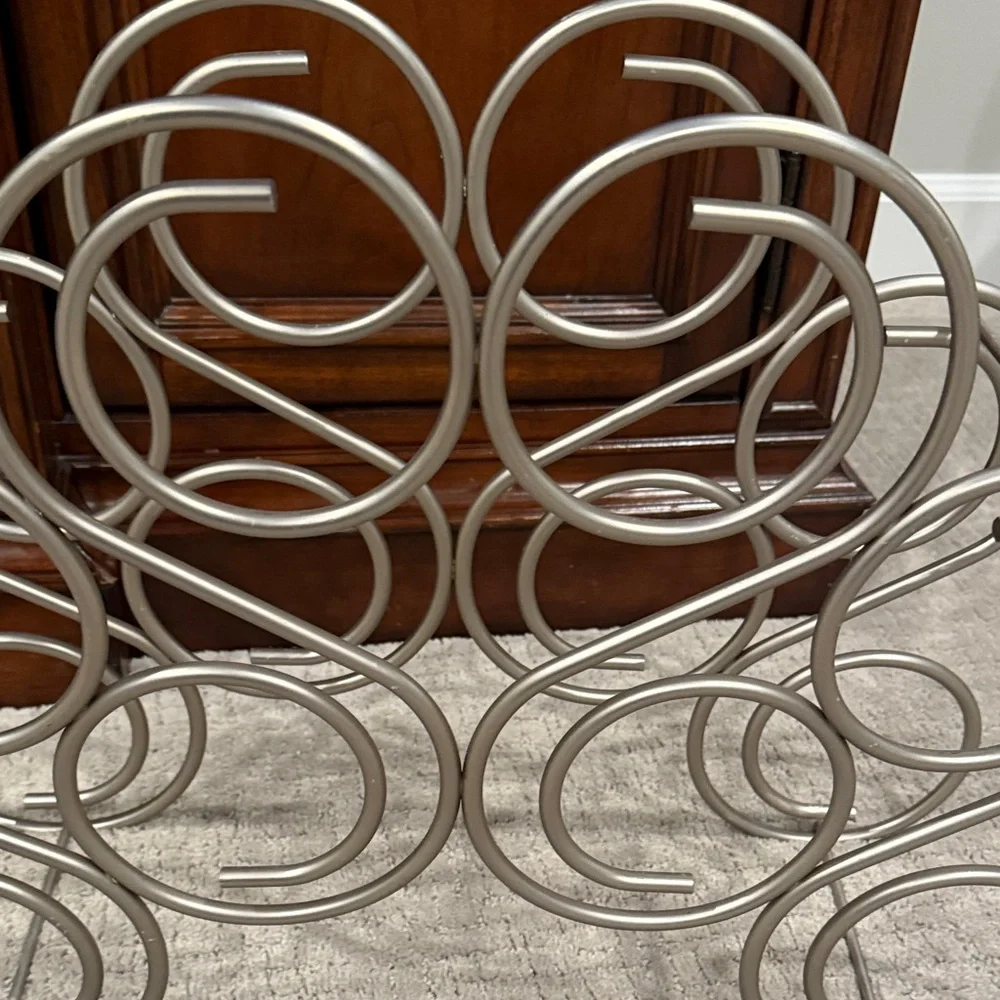 Crate&Barrel Elegant Satin Nickel Metal Wine Rack